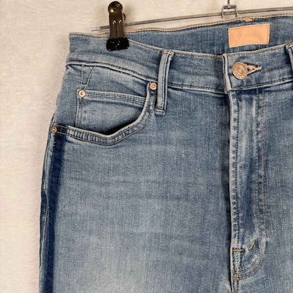 Mother Jeans The Stunner Zip Ankle Step Fray Jeans Light Kitty Racer Size 28 - Picture 3 of 16